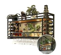 NGAMITSX Présentoir à vin Mural Moderne en métal, Grande capacité, à Suspendre au Plafond ou au Mur, Simple et Lumineux, pour Bar, Restaurant, intérieur (Noir, 160 x 30 x 55 + 40 cm)