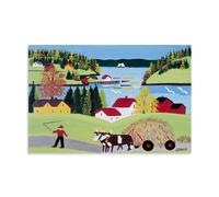 NgAnoh Art populaire - 8 par Maud Lewis - Impression sur toile - Peinture murale moderne - Œuvres d'art - Idée cadeau - 30 x 45 cm