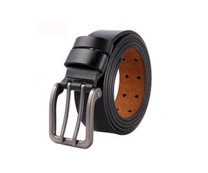 NgAnoh Ceinture en cuir véritable robuste pour homme, ceinture réversible à double boucle ardillon en métal, ceinture décontractée, b, 140 cm
