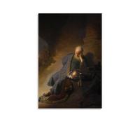 NgAnoh Poster imprimé sur toile Jeremiah Lamenting The Destruction of Jerusalem par Rembrandt Van Rijn - Photo murale à suspendre - Décoration de chambre à coucher - Cadeau 40 x 60 cm
