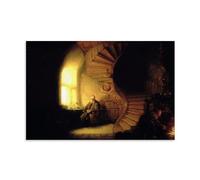 NgAnoh Rembrandt Van Rijn Philosophe en méditation Impression sur toile Décoration murale Idée cadeau 20 x 30 cm