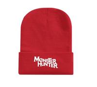 NGAXCBP Bonnet tricoté Monst-er Hunt-er, Casquette tricotée en fil de laine pour les oreilles, Pour hommes dames Outdoor, randonnée, chapeau chaud neige, Revers(Red)