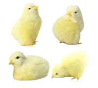 Ngbbby 4 Pièces Bébé Poussins Simulation Peluche Bébé Poussin Jouets 4 Poses Réaliste Jouet Animal de Pâques pour Printemps Accessoires Photo Panier Poulet de Pâques Décoration