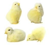 Ngbbby 4 pièces Poussins de bébé, Jouets de Poussin en Peluche Simulation, Jouet Animal Pâques réaliste à 4 Poses pour Accessoires Photo Printemps Panier décoration Poulet Pâques, Jouets p