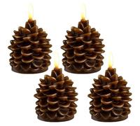 Ngbbby 4pcs Cougies de Noël Pinecone Realist Cougies sans Flammes Batterie à Lad Pincone à Paraffine LED Non parfumée pour Table de Noël, décoration cheminée