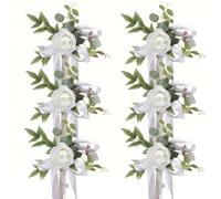 Ngbbby 6 pièces décorations d'allée de Mariage, 10 × 18 Pouces Fleurs de Mariage artificielles décorations Banc d'église Arrangements Floraux Dossier Chaise, Blanc, Chaise