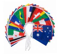 Ngbbby Bannière de 100 Drapeaux de Pays, bannière banderoles Drapeaux internationaux 114, 83 Pieds Long, Mini Drapeau en Polyester, 7, 87x11, 02 Pouces chacun