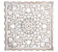 Ngbbby Décoration murale en bois floral, art mural en bois sculpté creux vintage, art mandala décoratif blanc 12 x 12 x 0, 5, panneau suspendu avec motif mandala pour couloir, chambre à coucher