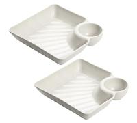 Ngbbby Ensemble de service de chips et trempettes en PP, 2 pièces, ensemble service chips et trempettes, plat à vinaigre, bol divisé carré blanc bol