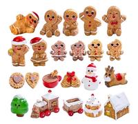 Ngbbby Figurines Miniatures de Noël, 22pcs Mignons de Figurines résine Noël Mignonnes, Mini-Pain d'épice Bricolage pour l'artisanat