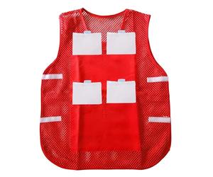 Ngbbby Gilet de refroidissement pour hommes, gilet de refroidissement en maille respirante avec 8 blocs glace réutilisables, veste fraîche rouge pour temps chaud