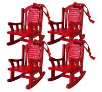 Ngbbby Lot de 4 chaises vides de Noël au Paradis avec étiquette en Bois, Mini Chaise à Bascule Rouge à Suspendre, Ornements d'arbre Noël pour la PE