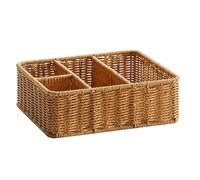 Ngbbby Panier de rangement rectangulaire tissé avec 4 compartiments - Plateau porte-clés, organisateur d'entrée, porte-ustensiles pour mouchoirs, télécommande