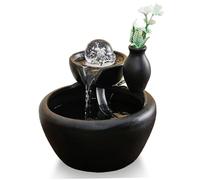 Ngbbby Petite Fontaine d'eau d'intérieur à Circulation Automatique, Fontaine 'Eau de Bureau avec Boule de Cristal et Petit Vase, Mini Cascade en céramique pour Bureau, Maison, Mini