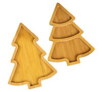 Ngbbby Plateau de service de noël 2 pièces, plateaux service en bois pour arbre noël, planche charcuterie pour fête d'hiver à la maison
