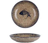 NGDECOR Assiettes à Dîner en Céramique avec Motifs sous Glaçure, Pâtes à Salade en Porcelaine, Assiette à Dessert, Assiettes à Pâtes, Lot de 2, Passe Au Micro-Ondes et Au Lave-Vaisselle,8inch