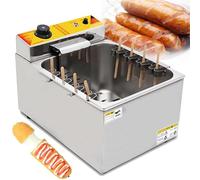 NGDFGR Friteuse Électrique Professionnelle, Plan De Travail en Acier Inoxydable, 1900 W/3000 W, Idéale pour Hot-Dogs, Bâtonnets De Fromage, Corn Dogs, Convient À Un Usage Profes,12l