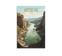 NGeniC Ardèche France Affiche de voyage vintage paysage 20 x 30 cm Impression sur toile pour décoration murale salon chambre à coucher