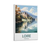 NGeniC Chateau de la Loire France Poster vintage de voyage paysage 20 x 30 cm Impression sur toile pour décoration murale salon chambre à coucher