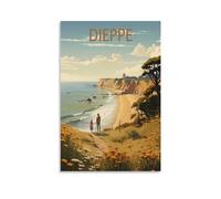 NGeniC Dieppe, affiche de voyage vintage sur toile représentant un lac de France, 40 x 60 cm, décoration murale pour salon, chambre à coucher