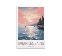 NGeniC Evian Les Bains France Affiche de voyage vintage sur toile pour décoration murale de salon, chambre à coucher 30 x 45 cm