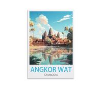 NGeniC Poster de voyage vintage Angkor Wat Cambodge 20 x 30 cm Art moderne pour décoration d'intérieur