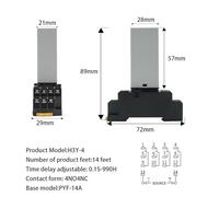 NGFPQQDDT Relais temporisé numérique H3Y-2/4, 220 V CA 24 V, avec Base, Petit Affichage numérique, contrôle du Temps de Cycle, retardateur de Mise sous de 0,1 s à 990 h(MG2T-4E4)