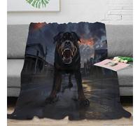 NGGADIWEG 3D Imprimé Aggressive Chien Couverture Microfibre Anti-Bouloche Urban Horror Plaid de Salon Antistatique pour Étudiants Colocataires Jeunes Adultes 50x60inch(127x152cm)