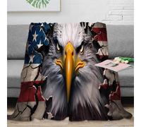 NGGADIWEG 3D Imprimé American Eagle Couverture Microfibre Lavable en Machine Patriotic Wildlife Art Plaid Chaud Antistatique pour Étudiants Jeunes Adultes 50x60inch(127x152cm)