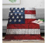 NGGADIWEG 3D Imprimé American Flag Design Couverture Moelleuse Microfibre Patriotic Graphic Jeté de Canapé Anti-Bouloche Antistatique pour Foyers Familles Invités 50x60inch(127x152cm)