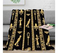 NGGADIWEG 3D Imprimé AncientEgyptianSymbols Plaid de Voyage Microfibre Compact DecorativeHieroglyphicStyle Jeté de Salon Cadeau pour Voyageurs Campeurs 60x80inch(150x200cm)