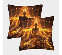 NGGADIWEG 3D, Imprimé Artistic Statue du Bouddhas Taies d'oreiller Décoratif Canapé Carré Coussin Cover 2 Pièces pour Canapé Salon Chambre Chaise Maison Décoration 40x40cm