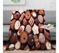 NGGADIWEG 3D Imprimé Assorted Chocolates Couverture de Lit Microfibre Douce Gourmet Doux Treats Jeté de Canapé Cadeau Anniversaire pour Amis Collègues Proches 40x50inch(100x130cm)