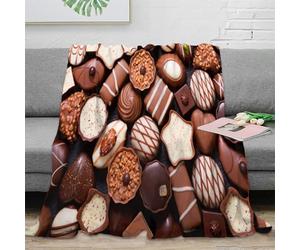 NGGADIWEG 3D Imprimé Assorted Chocolates Couverture de Lit Microfibre Douce Gourmet Doux Treats Jeté de Canapé Cadeau Anniversaire pour Amis Collègues Proches 40x50inch(100x130cm)