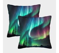 NGGADIWEG 3D, Imprimé Aurore et Montagnes enneigées Taies d'oreiller Décoratif Canapé Carré Housses De Coussin Lot De 2 pour Canapé Salon Chambre Chaise Maison Décoration 50x50cm