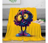 NGGADIWEG 3D Imprimé Brain Character Couverture Moelleuse Microfibre Dessin animé fantaisiste Jeté de Canapé Cadeau pour Voyageurs Campeurs Aventuriers 40x50inch(100x130cm)