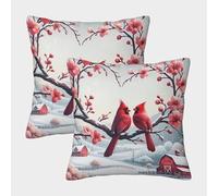 NGGADIWEG 3D, Imprimé Cardinal de Noël Taies d'oreiller Décoratif Canapé Carré Housses De Coussin Lot De 2 pour Canapé Chambre À Coucher Salon Maison 45x45cm