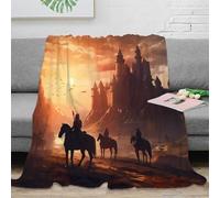 NGGADIWEG 3D Imprimé Castle scène Plaid Microfibre Antistatique Literie Fantastique Aventure Couverture de Lit Respirante Légère pour Locataires Couples Jeunes 40x50inch(100x130cm)