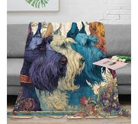 NGGADIWEG 3D Imprimé Chien Portraits Couverture de Lit Microfibre Toutes Saisons Vintage Illustrative Plaid de Voyage Compact pour Étudiants Campeurs Jeunes 70×80inch(180x200cm)
