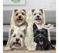 NGGADIWEG 3D Imprimé Chien Portraits Couverture Microfibre Literie Douce Chaude Artistique Animal Plaid Confortable Légère pour Étudiants Colocataires Jeunes Adultes 50x60inch(127x152cm)
