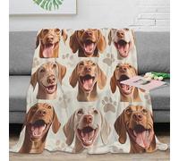 NGGADIWEG 3D Imprimé Chien Portraits Jeté de Lit Microfibre Chaud Happy Canine Art Couverture Antistatique pour Étudiants Colocataires Jeunes Adultes 80×90inch(200x230cm)