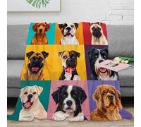 NGGADIWEG 3D Imprimé Chien Portraits Jeté de Lit Microfibre Literie numérique Art Plaid de Voyage Compact pour Jeunes Voyageurs Campeurs 80×90inch(200x230cm)
