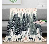NGGADIWEG 3D Imprimé ChristmasForest Plaid de Salon Microfibre Literie Doux WinterScenicArt Jeté de Lit Lavable en Machine Inaltérable pour Foyers Adultes Enfants 70×80inch(180x200cm)