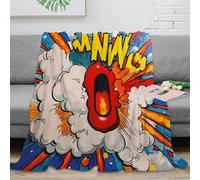 NGGADIWEG 3D Imprimé Comic Explosion Art Couverture Polaire Microfibre Literie Vif Pop Art Couverture Anti-Bouloche pour Étudiants Locataires Jeunes Adultes 60x80inch(150x200cm)