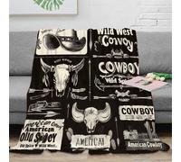 NGGADIWEG 3D Imprimé Cowboy Hat Plaid de Voyage Microfibre Compact Sauvage West Design Couverture Cadeau pour Aventuriers Campeurs 70×80inch(180x200cm)