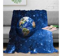 NGGADIWEG 3D Imprimé Earth in Espace Jeté de Lit Microfibre Chaud Cosmic Planet View Couverture de Voyage Compact pour Étudiants Campeurs Jeunes 60x80inch(150x200cm)