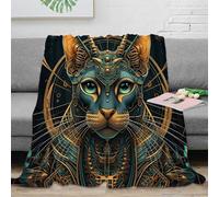 NGGADIWEG 3D Imprimé Egyptian Chat Couverture Microfibre Lavable en Machine Fantastique Steampunk Art Plaid Chaud Antistatique Toutes Saisons pour Propriétaires Familles Adultes 50x60inch(127x152cm)