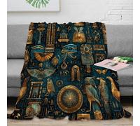 NGGADIWEG 3D Imprimé Egyptian Symbols Plaid de Salon Microfibre Literie Ancient Hieroglyph Couverture Polaire Respirante Infroissable pour Adultes Couples Propriétaires 40x50inch(100x130cm)