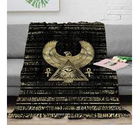 NGGADIWEG 3D Imprimé Egyptian Symbols Plaid de Salon Microfibre Literie Mystical Ancient Design Couverture Polaire Respirante Infroissable pour Adultes Couples Propriétaires 50x60inch(127x152cm)