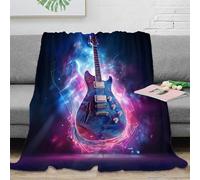 NGGADIWEG 3D Imprimé Electric Guitar Plaid de Salon Microfibre Literie néon Rock Couverture Polaire Anti-Bouloche Toutes Saisons pour Locataires Familles Enfants 80×90inch(200x230cm)